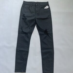 G By Guess Men's Modern Destroy Skinny Jeans In Black Coated Ankle Zip Size 36